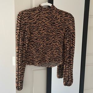 Long Sleeve Tiger Print Top